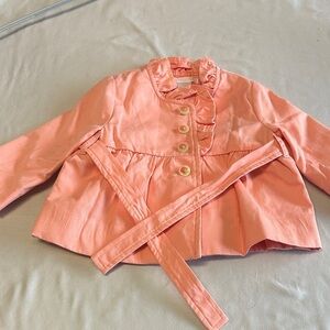 ⭐️ Janie & Jack - NWOT - Peach Kids Pea Coat with Ruffle Collar
